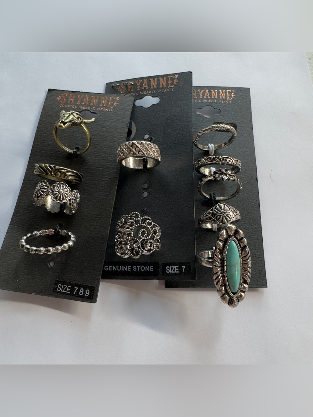 Size 7, 8 & 9 Shyanne Women's Silver and Turquoise Multi-Ring Set